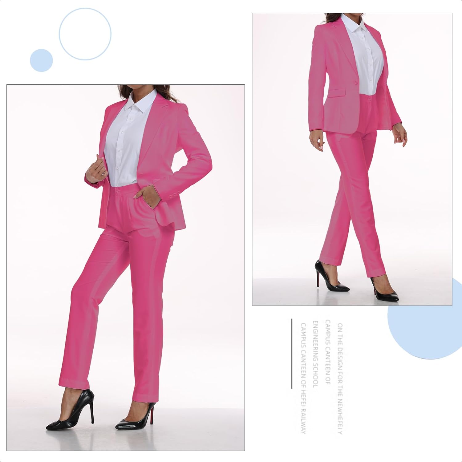 2 Piece Suits for Women Bussiness Professional Work Outfits Office Attire Slim Fit Dressy Blazer Jacket Pants Suit Sets
