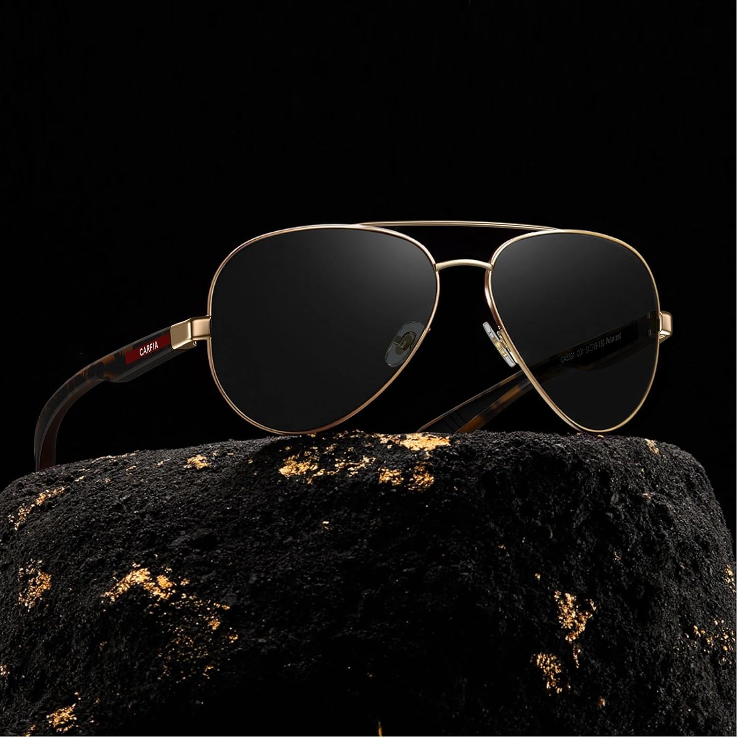 CARFIA Trendy Pilot Polarized Sunglasses for Men UV400 Lenses, Lightweight TR90 Outdoor Eyewear CA5391